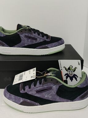 Men's Reebok Club C 85 Tennis Shoes DC Comics Joker Edition Size 6 HQ4573